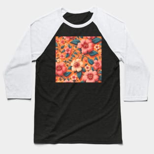 Pink Flowers Baseball T-Shirt